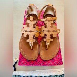 Tory Burch Phoebe Flat Thong - Size 7 - Royal Tan